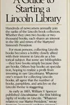 A guide to starting a Lincoln library
