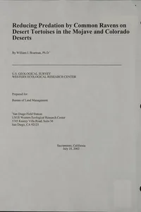 Reducing predation by common ravens on desert tortoises in the Mojave and Colorado deserts