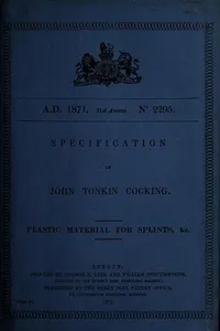 Specification of John Tonkin Cocking