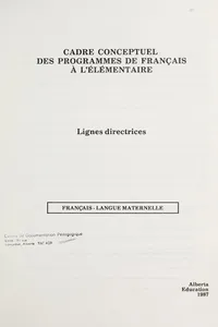 Cadre conceptuel des programmes de français à l'élémentaire