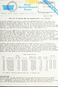 The city of Boston and the proposition 2 1/2 limit(s)