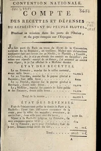 Compte des recettes et dépenses du représentant du peuple Blutel, pendant sa mission dans les ports de l'Océan et du pays conquis sur l'Espagne