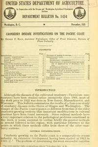 Cranberry disease investigations on the Pacific Coast