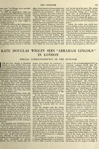 Kate Douglas Wiggin sees "Abraham Lincoln" in London