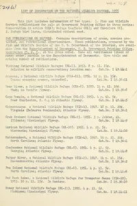 List of information on the national wildlife refuges, 1955