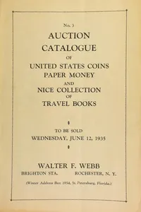 No. 3. Auction catalogue of United States coins, paper money and nice collection of travel books