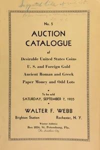 No. 5. Auction catalogue of desirable United States coins, U.S. and foreign gold, Ancient Roman and Greek paper money and odd lots