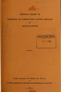 Progress report of committee on tuberculosis control program in greater Boston