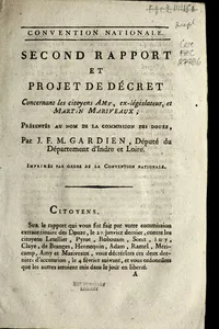 Second rapport et projet de de cret concernant les citoyens Amy, ex-le gislateur, et Martin Mariveaux