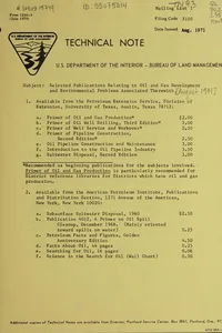 Selected publications relating to oil and gas development and environmental problems associated therewith, [August 1971]