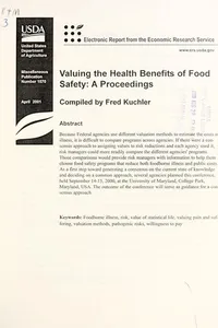 Cover of Valuing the health benefits of food safety