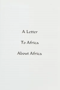 A letter to Africa about Africa