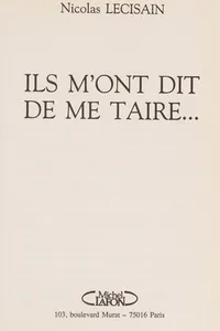 Ils m'ont dit de me taire