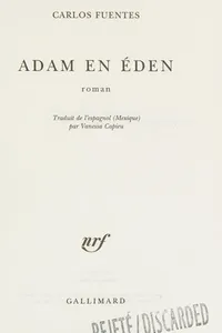 Capa de Adam en Éden por Carlos Fuentes