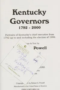Kentucky governors 1792-2000