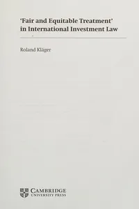 'Fair and Equitable Treatment' in International Investment Law
