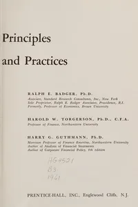 Badger on investment principles and practices