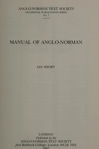Manual of Anglo-Norman
