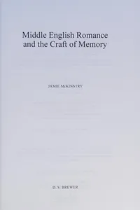 Middle English Romance and the Craft of Memory