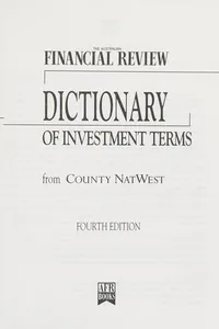 The Australian financial review dictionary of investment terms from County NatWest