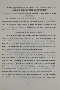 Mineral investigation of the Vasquez Peak Wilderness Study Area and St. Louis Peak and Williams Fork roadless areas, Clear Creek, Grand, and Summit counties, Colorado