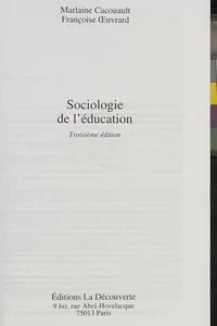 Cover of Sociologie de l'éducation