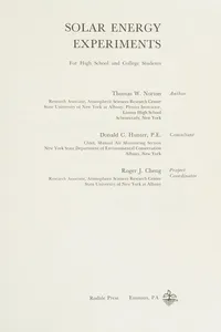 Solar energy experiments for high school and college students