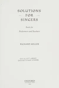Solutions for singers