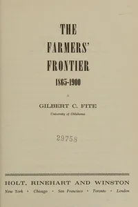 The farmers' frontier, 1865-1900