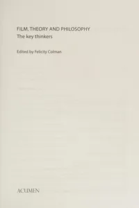 Film, Theory, and Philosophy