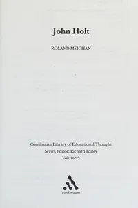 Cover of John Holt (Continuum Library of Educational Thought)