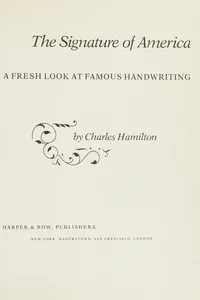 Cover of The signature of America by Charles Hamilton