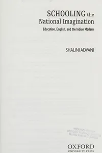 Cover of Schooling the national imagination