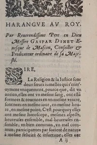 Harangue au roy