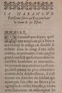 La harangue parisienne au roy, touchant la tenue de ses estats