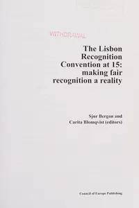 Capa de The Lisbon Recognition Convention at 15