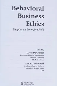 Behavioral business ethics