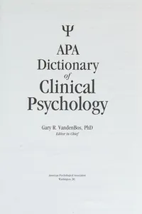 APA dictionary of clinical psychology