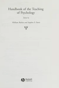 Handbook of the teaching of psychology