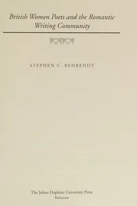 British women poets and the romantic writing community