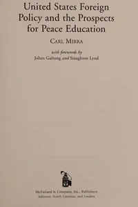 Cover of United States foreign policy and the prospects for peace education