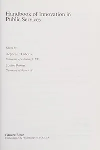 Handbook of innovation in public services