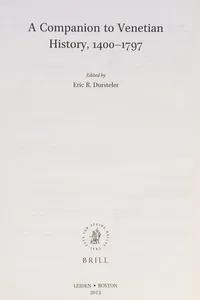 Companion to Venetian History, 1400-1797