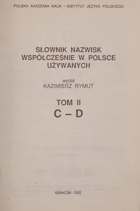 Słownik nazwisk współcześnie w Polsce używanych