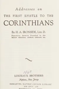 Addresses on the First Epistle to the Corinthians
