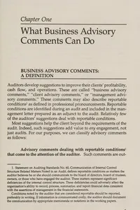 Advisory comments for growth and profitability
