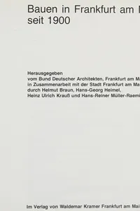 Bauen in Frankfurt am Main seit 1900