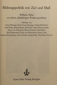 Bildungspolitik mit Ziel und Mass