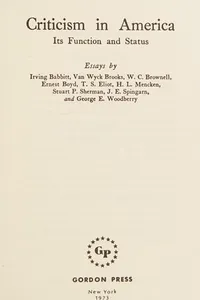 Criticism in America: its function and status