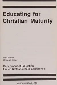 Educating for Christian maturity
